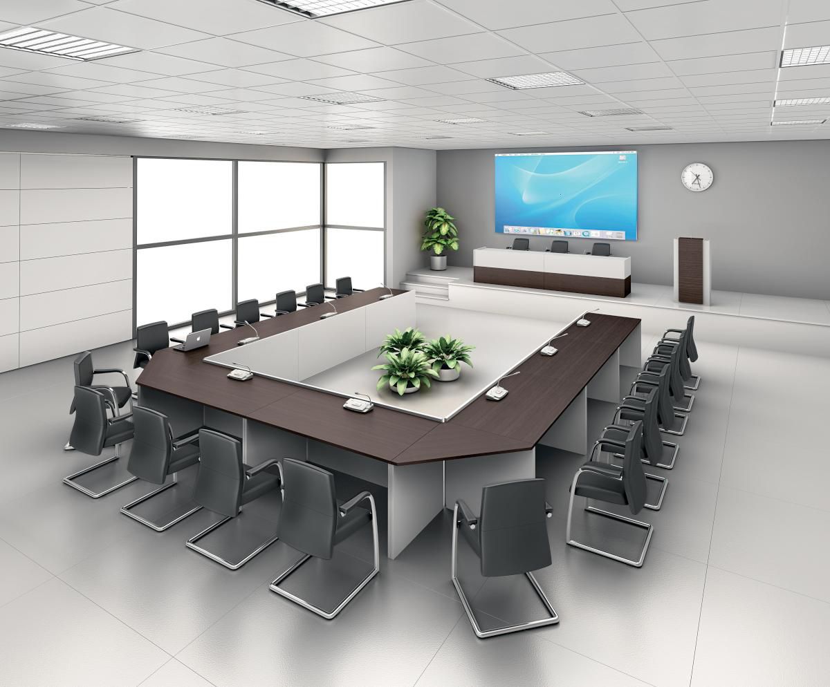 Стол для семинаров. Переговорная комната. Зал заседаний. Зал совещаний. Современный зал для совещаний.
